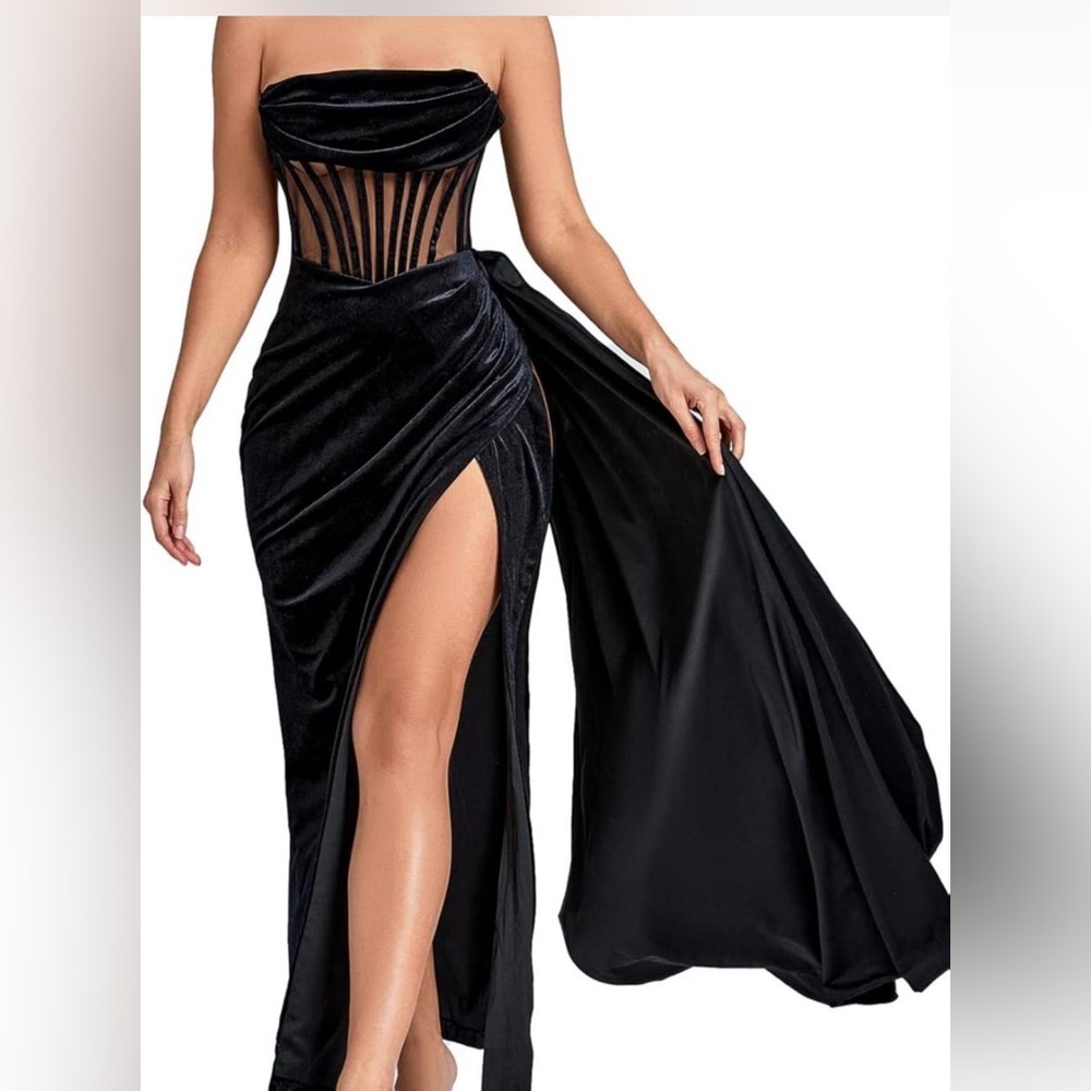 Black Backless velvet Dress